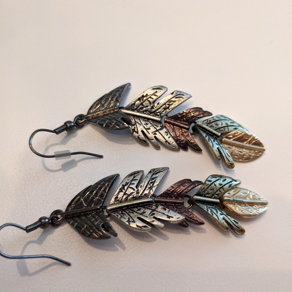 Multi-Colored Feather Earrings